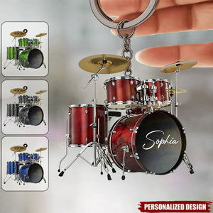Personalized Custom Name Drum Keychain