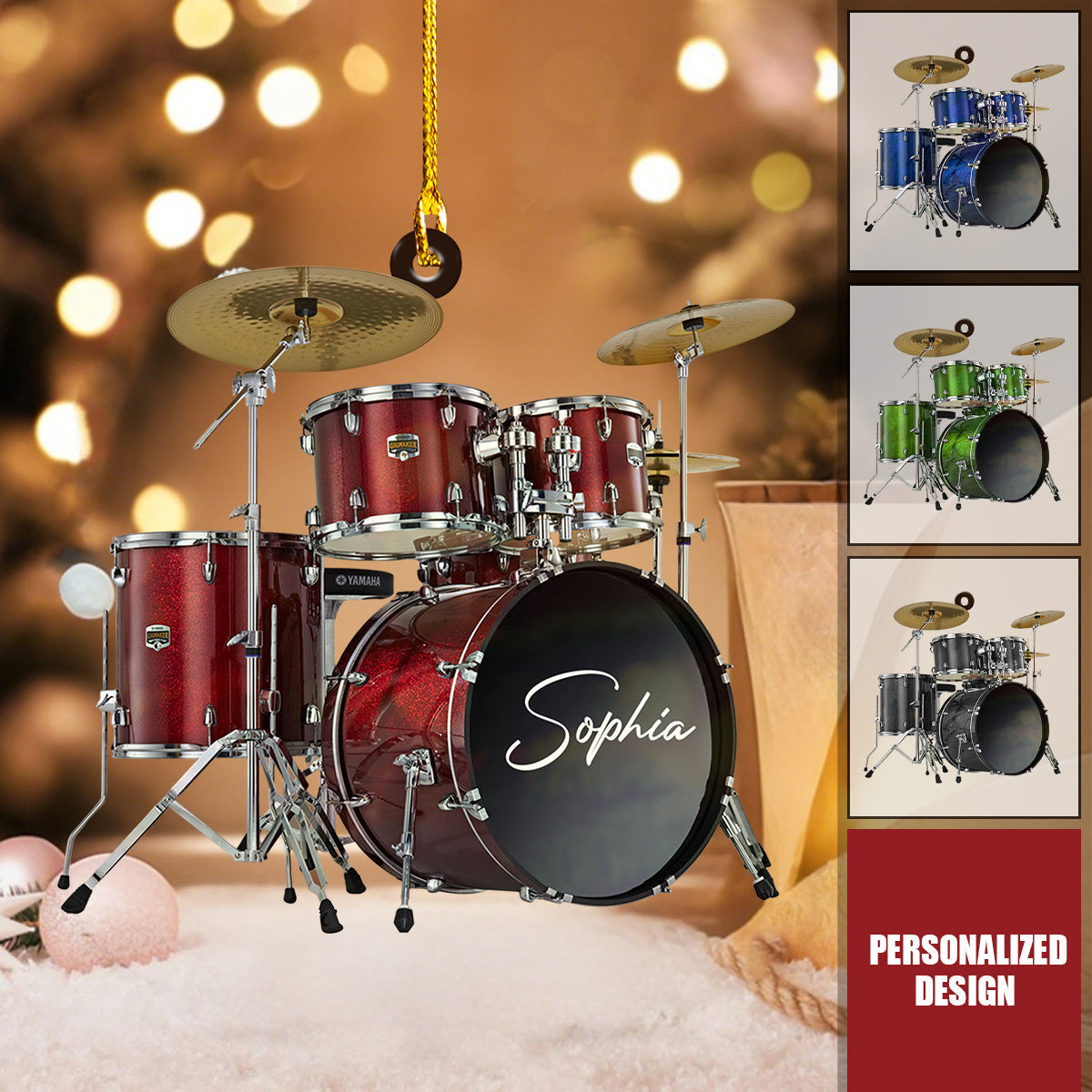 Custom Drum Ornament, Personalized Drum Xmas Ornament, Xmas Gifts For Drummer