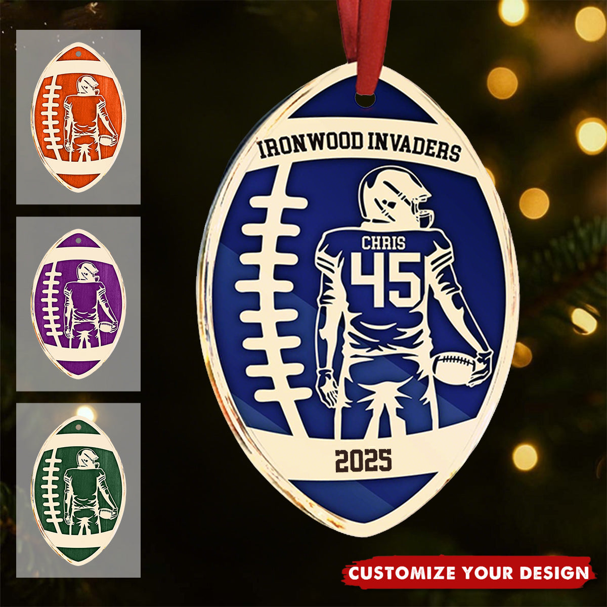 Personalized Football Ornament, Gift For Football Lovers