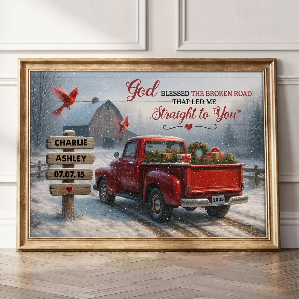 God Bless the Broke Road That Led Me Straight to You - Personalized Canvas