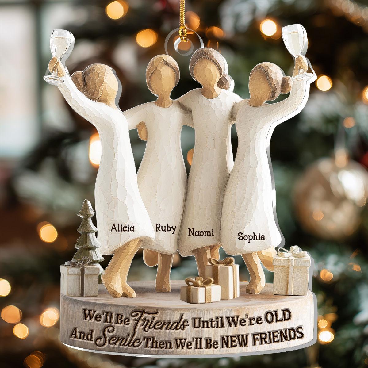 Personalized Old Friends Ornament, Custom Names Senile Friends Gift